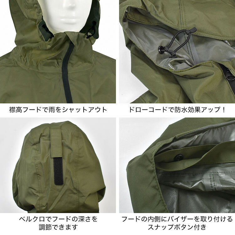 バッグインレインコート メンズ レインコート リュック対応 カジメイク 7591 自転車 通勤 通学 L 3L 男性 カッパ レインウェア 雨具 撥水 防水 透湿 蒸れにくい フード ヘルメット バイザー対応 手甲カバー リフレクター 収納袋付き ブラック ネイビー オリーブ アイボリー