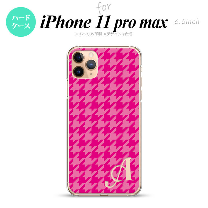 iPhone11ProMax iPhone11pro max スマホケース ハードケース 千鳥 格子 大 ピンク +アルファベット メンズ レディース nk-i11pm-916i