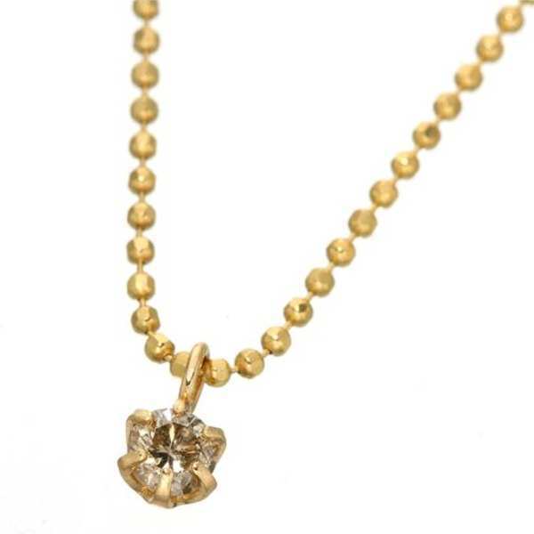 K18 ダイヤモンド ネックレス 0.1ct ペンダント 18金 イエローゴールド シャンパンカラー ダイヤ 一粒石 ジュエリー レディース アクセサリー シンプル 華奢 贈り物 ギフト 誕生日 記念日