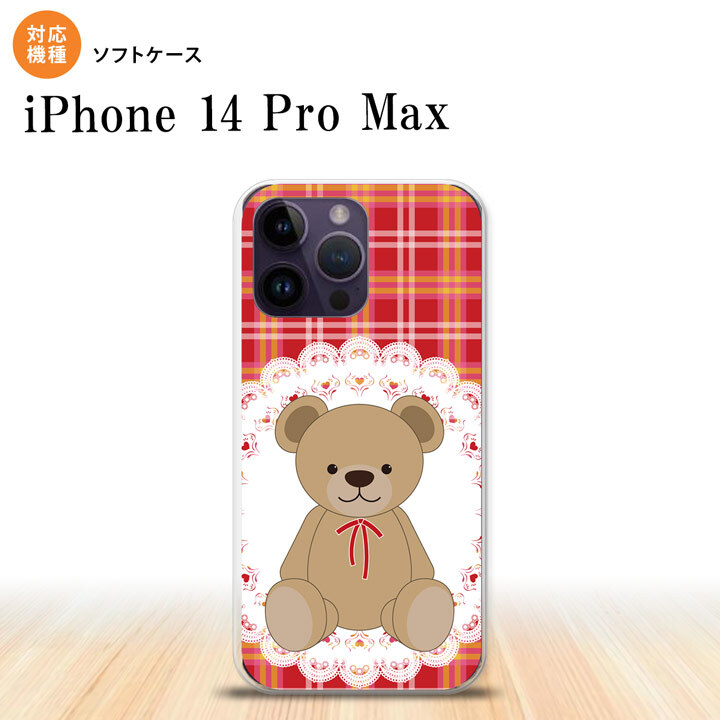 iPhone14 ProMax iPhone14 Pro Max スマホケース 背面ケースソフトケース くま チェック レース 赤 2022年 9月発売 nk-i14pm-tp755