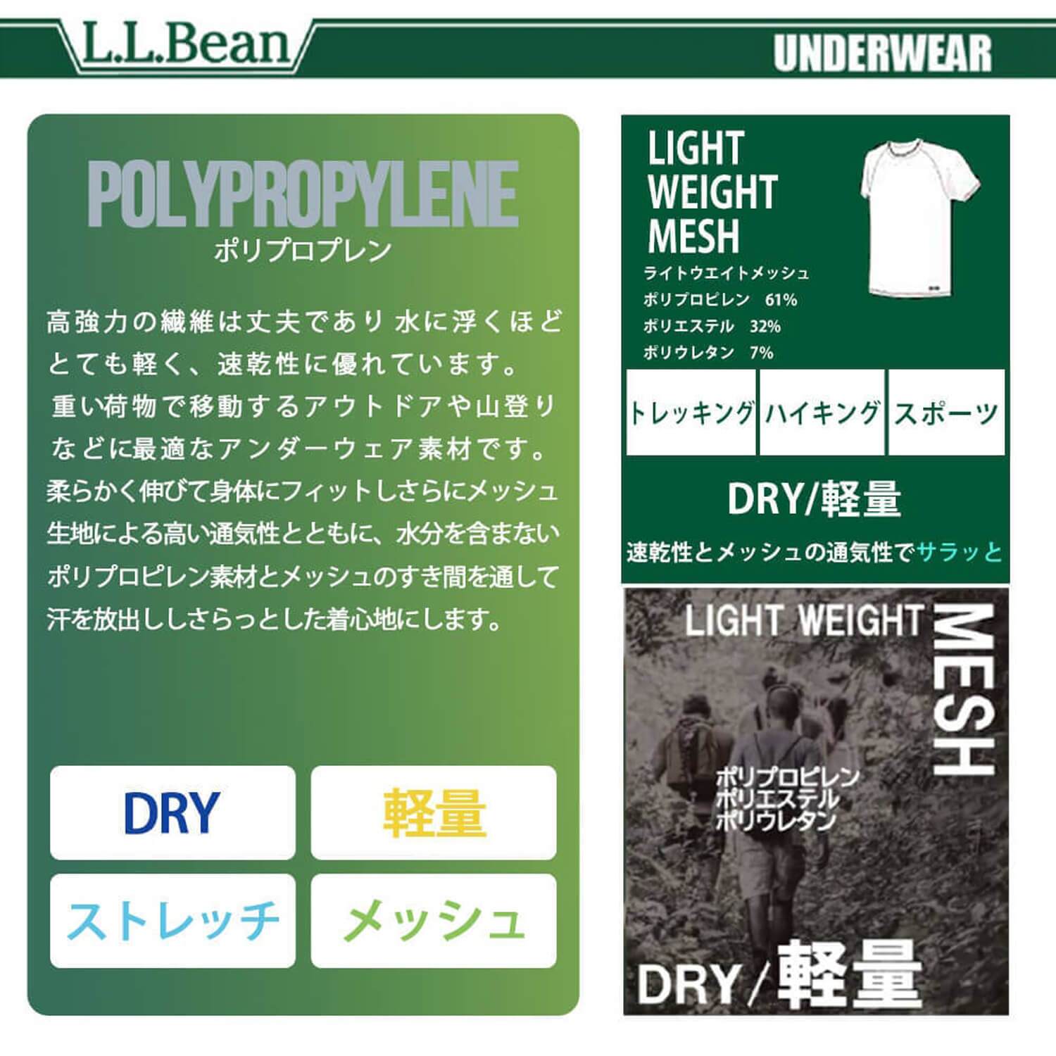 L.L.Bean エルエルビーン レディース 半袖インナーシャツ ドライ 吸汗速乾 軽量 メッシュ 通気性 汗冷え防止 肌着 下着 Tシャツ トップス 登山用 トレーニングウェア スポーツウェア アウトドア ブランド 黒 白 M L XL karlas