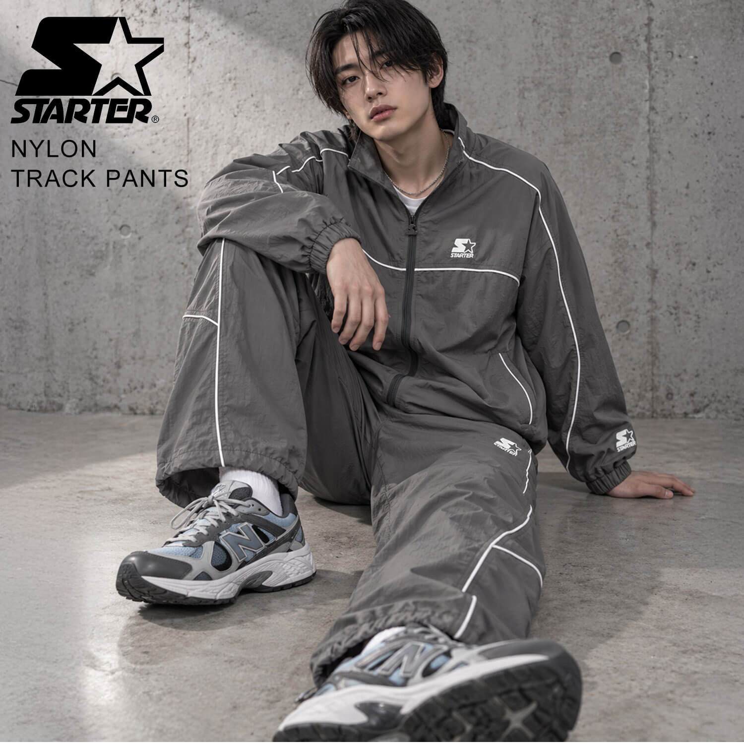 STARTER スターター トラックパンツ メンズ レディース sbm-6254 ナイロン タスラン メッシュ裏地 パイピング 切替 イージーパンツ ロゴ 刺繍 ドローコード シャカパン ルーズ ストリート ヒップホップ ダンス カジュアル M L XL 2026FW Karlas