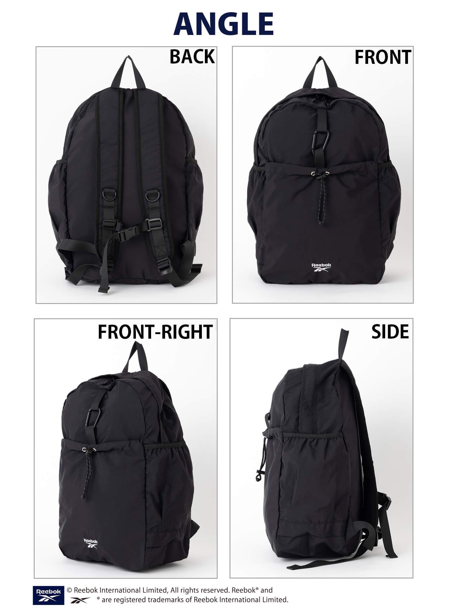 Reebok リーボック ナイロンリュック 約23L a4 軽量 軽い リュックサック  レディース メンズ ユニセックス 通学 学生 高校生 通勤 大人 カラビナ付き デイパック  ワンポイントロゴ シンプル アウトドア スポーツリュック ブランド 旅行 2026 karlas