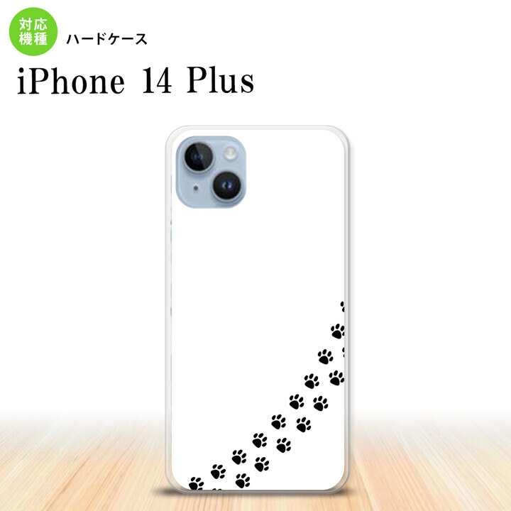 iPhone14 plsu iPhone14 plsu スマホケース 背面ケース ハードケース 猫 足跡 白 黒 2022年 10月発売 nk-i14pl-424