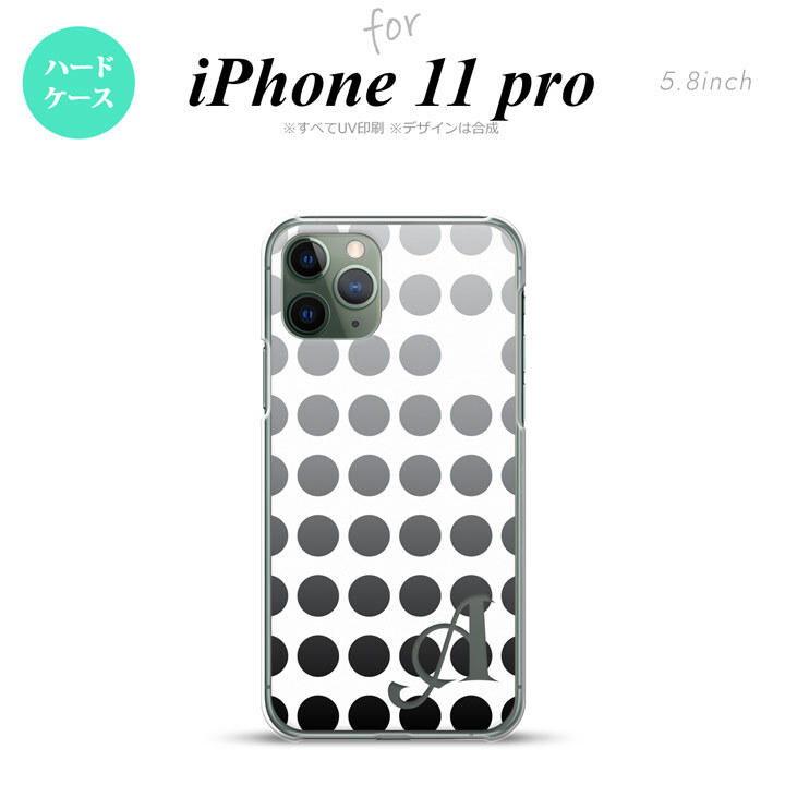 iPhone11Pro iPhone11 Pro スマホケース ハードケース 水玉 黒 +アルファベット メンズ レディース nk-i11p-1375i