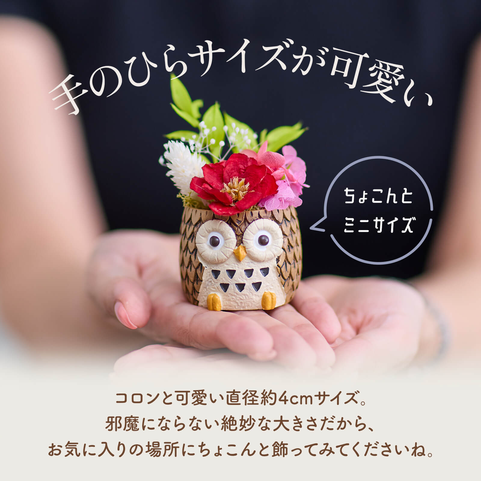 敬老の日 ギフト 花 アニマルポット プリザーブドフラワー フクロウ シマエナガ 選べるアニマル花器のギフトセット