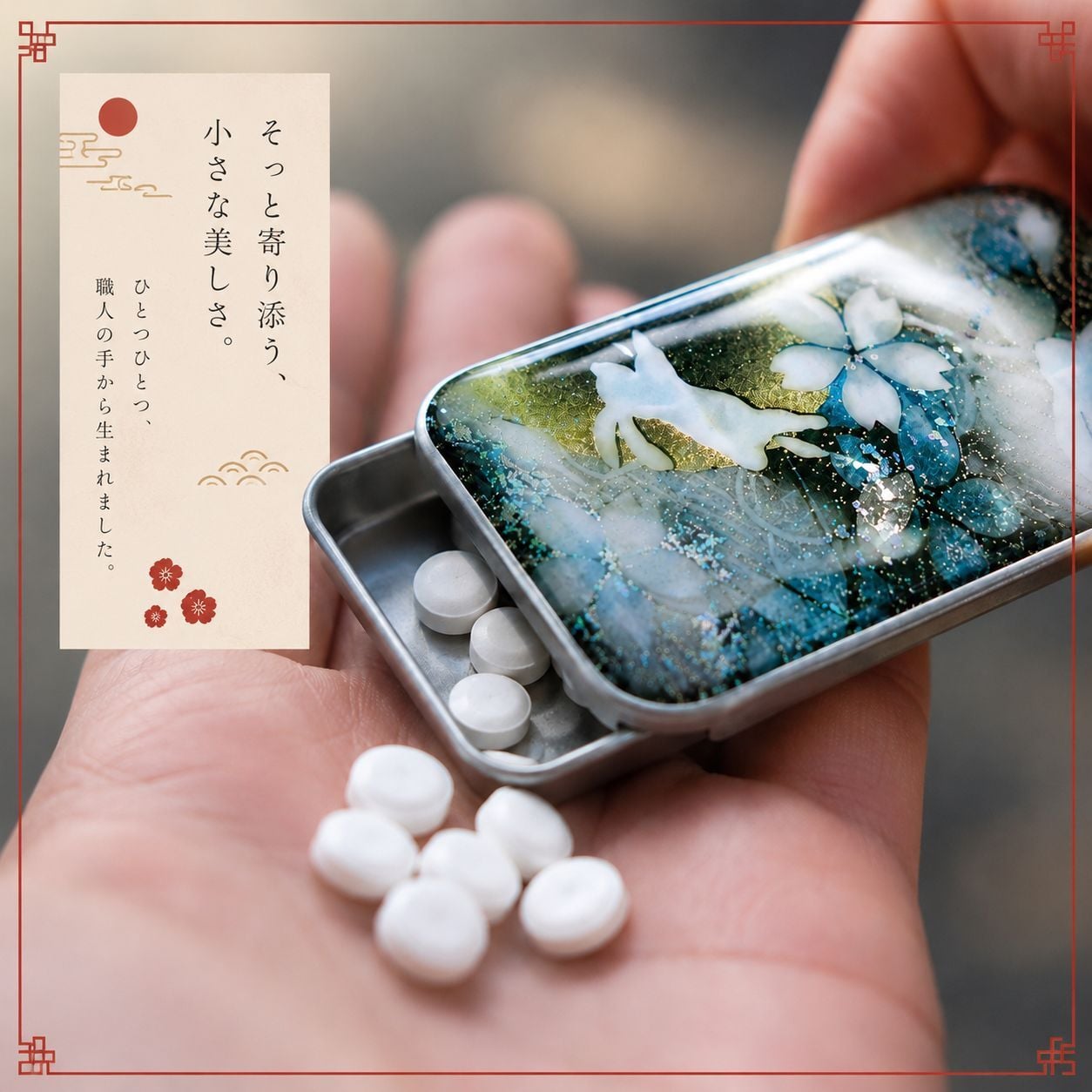 職人の手作り！和柄ペアFRISKケース「宇」フリスク タブレット ミント 名入れ 職人 手作り ハンドメイド 送料無料 伝統工芸 桜 和モダン 和柄 和風 和雑貨 ギフト プレゼント 贈り物