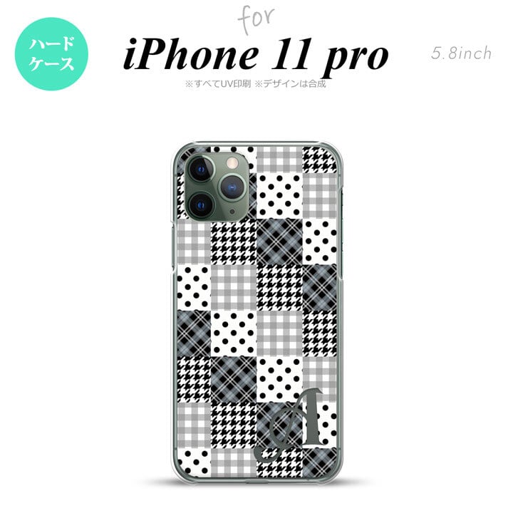 iPhone11Pro iPhone11 Pro スマホケース ハードケース パッチワーク 黒 +アルファベット メンズ レディース nk-i11p-1063i