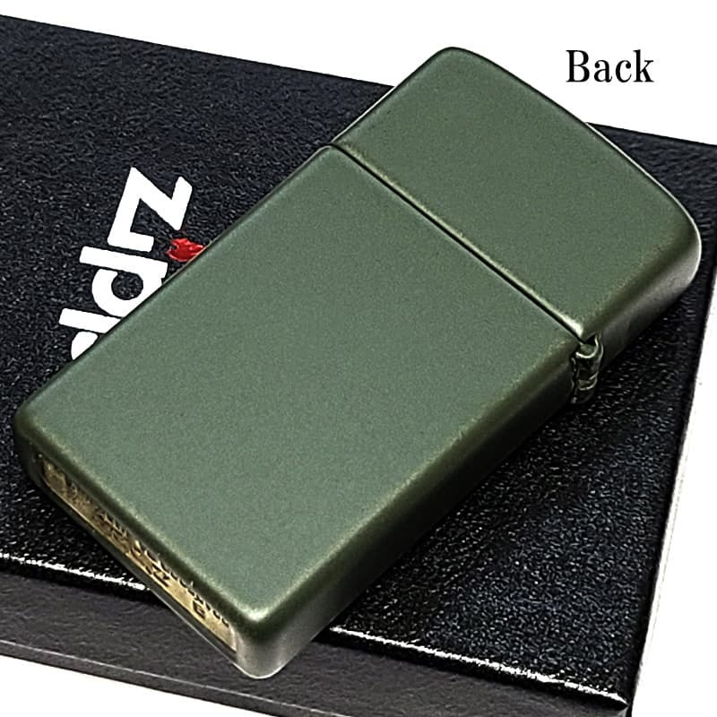 ZIPPO ライター スリム型 マットカーキ ジッポーロゴ グリーン おしゃれ 艶消し オリーブ ギフト シンプル 緑 レディース  可愛い プレゼント メンズ