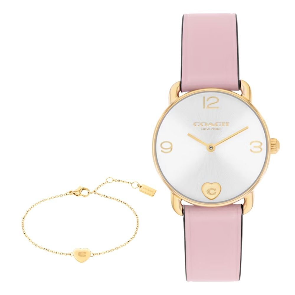 コーチ 腕時計 ブレスレット セット レディース 正規品 5年保証 エリオット 28mm ピンク レザー ハート ゴールド かわいい 女性 彼女 妻 娘 誕生日 記念日 プレゼント ギフト 純正BOX ショッパー付き COACH ELLIOT 成人 卒業 入学