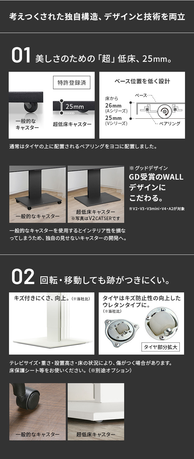 WALLインテリアテレビスタンドV5 ハイタイプ+棚板ラージサイズ 2点セット 32~80v対応 壁寄せテレビ台 テレビボード TVスタンド 背面収納 コード収納 ホワイト 白 ブラック 黒 ウォールナット ブラウン 新生活