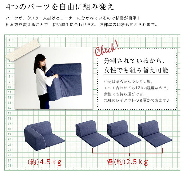 ソファ 組み合わせ自由 国産 コーナーローソファ フロアタイプ Linum-リナム- インテリア 寝具 sofa ソファー 日本製調 完成品 フロアソファ リビングソファ 家具 ポリエステル ウレタン ネイビー ブラウン グレー 新生活