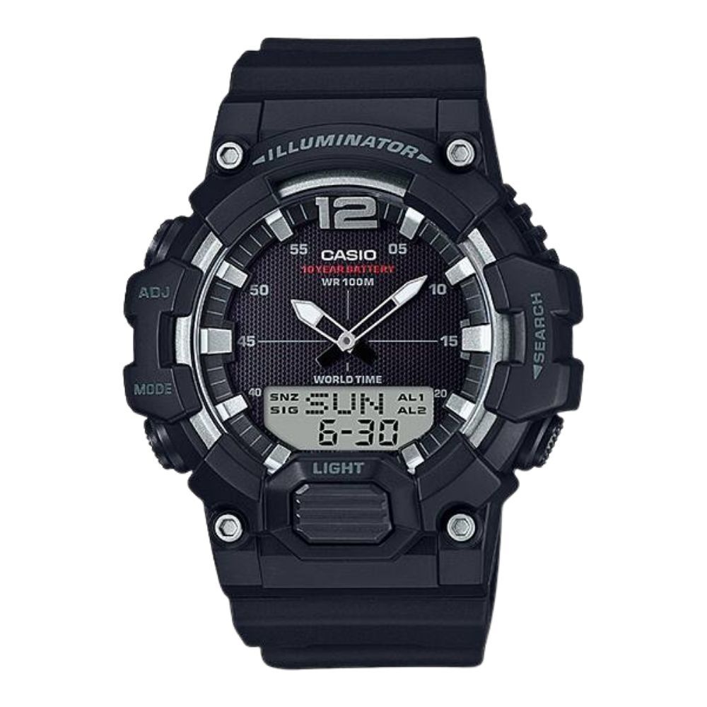 箱なし カシオ 腕時計 メンズ CASIO ブラック アナデジ 海外モデル 逆輸入 10年電池 100m防水 ワールドタイム ストップウォッチ アラーム LEDライト スポーツ アウトドア 誕生日 父の日 プレゼント ギフト 成人 卒業 入学
