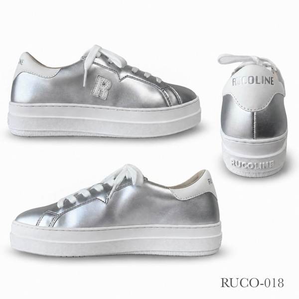 ルコライン スニーカー ルコライン 靴 RUCO LINE RUCO-018SI CALF PU LUX 光沢 シルバー 合皮 無地 ローカット ファスナー無し ルコライン レディース シューズ RUCO LINE ルコラインスニーカー フラットソール 新作 取扱店 京都 母の日