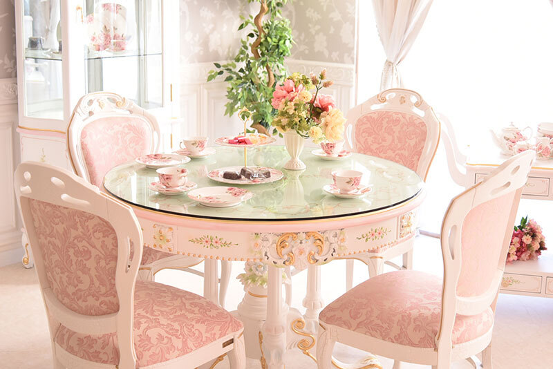 テーブル 6人用 幅160cm ダイニングテーブル 楕円形 チェア ROCOCO ダイニングセット 7点セット 160cm 楕円 ガラス付 イタリア製チェア ロココ調 姫系 猫脚 アンティーク調 ヨーロピ 新生活