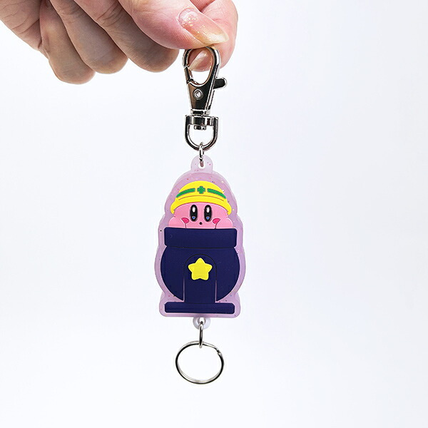 星のカービィ ラメ入りラバーリールキーホルダー カービィ＆たいほう