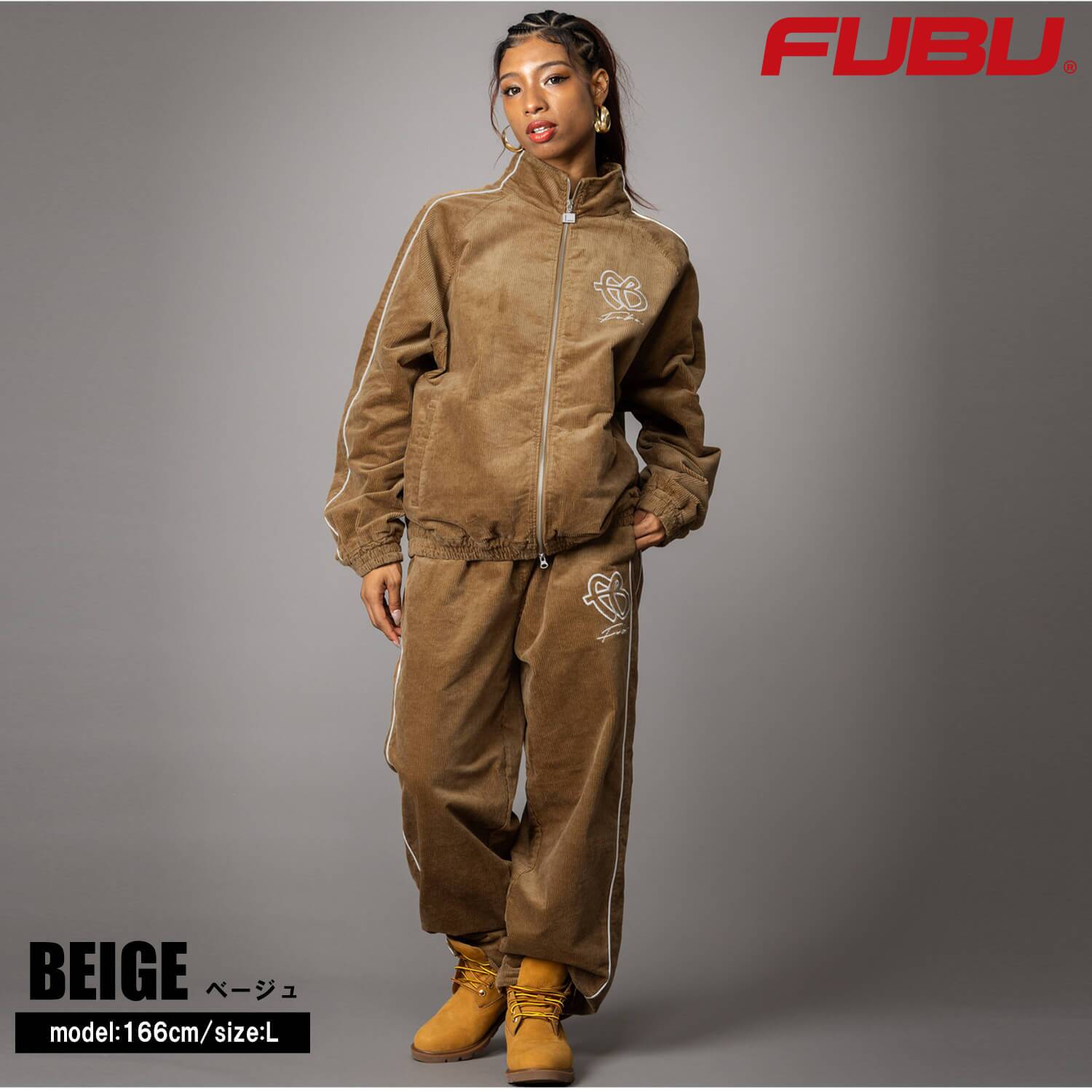 FUBU フブ トラックパンツ メンズ コーデュロイ ワイドパンツ ボトムス ブランド ロゴ ストリート ヒップホップ ダンス オーバーサイズ ビッグシルエット 秋冬 M L XL XXL 大きいサイズ 黒 fam-62502 レディース 2026FW karlas