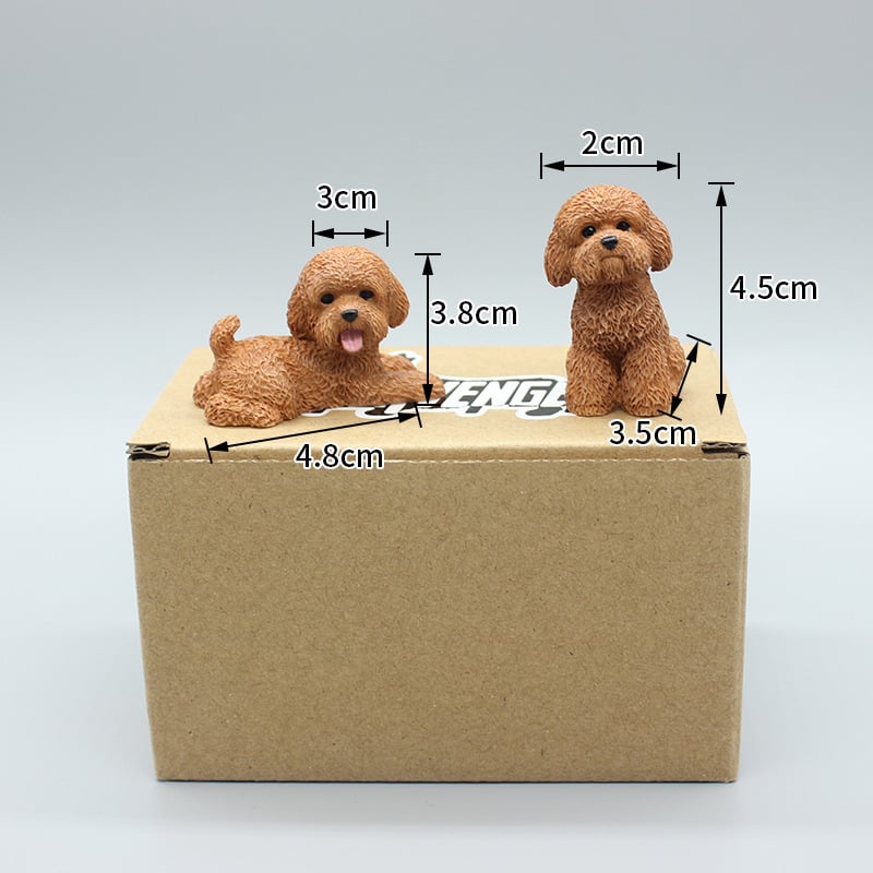 犬 置物 2個セット ミニチュア トイプードル テディ オブジェ 樹脂製 かわいい アニマル 車載 インテリア ダッシュボード 卓上 飾り 小型 デコレーション 雑貨 プレゼント