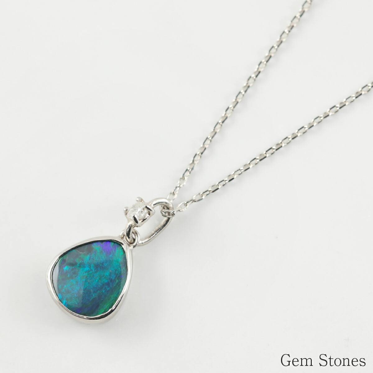 上質 ブラックオパール ネックレス 0.988ct ダイヤモンド プラチナ Pt900 ペンダント シンプル エレガント 上品 レディース 宝石 ダイヤ 一粒 一石 ジュエリー 10月 誕生石 プレゼント