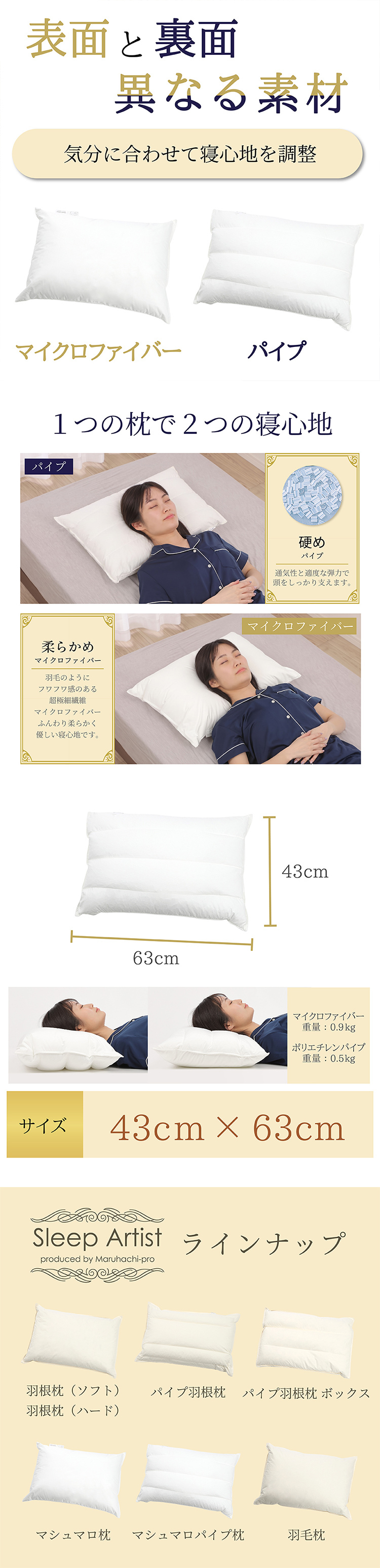 丸八真綿グループ 丸八 マルハチ 丸八真綿 ホテル仕様 マシュマロパイプ枕  43×63 Sleep Artist スリープアーティスト マシュマロパイマー枕 マイクロファイバー パイプ枕 まくら 旅館 有名ホテル チェーンホテル 送料無料