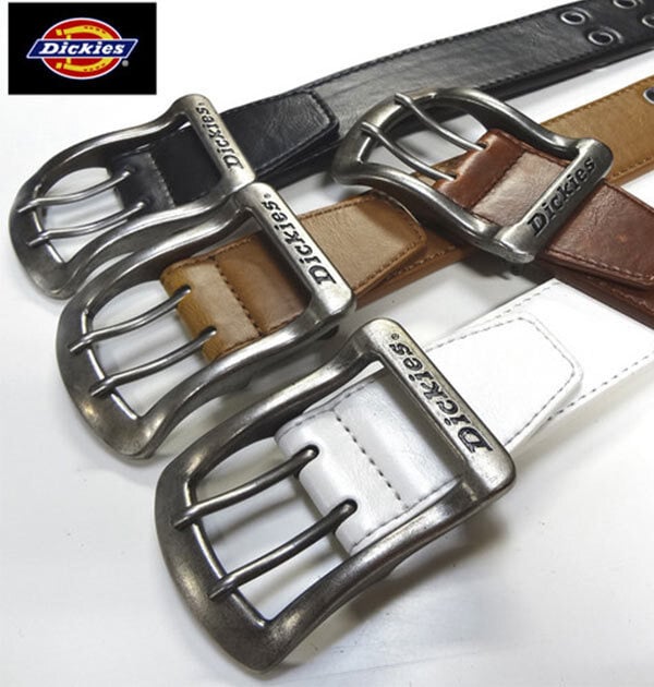 ベルト メンズ Dickies ディッキーズ 通販 ダブルピンベルト カジュアル 合成皮革 ダブルピン 2穴 無地 シンプル 黒 ブラック 茶 ブラウン 4cm 40mm幅 フェイクレザー 2穴ピンホール アメカジ ストリート カット可