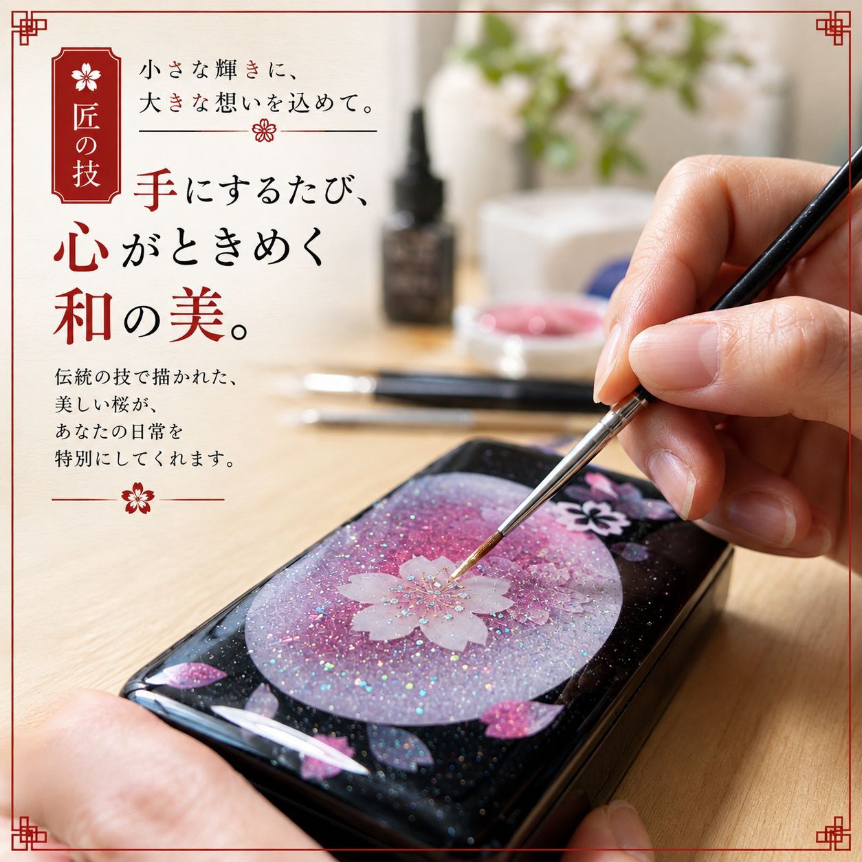 職人の手作り！和柄ペアFRISKケース「絵」フリスク タブレット ミント 名入れ 職人 手作り ハンドメイド 送料無料 伝統工芸 桜 和モダン 和柄 和風 和雑貨 ギフト プレゼント 贈り物
