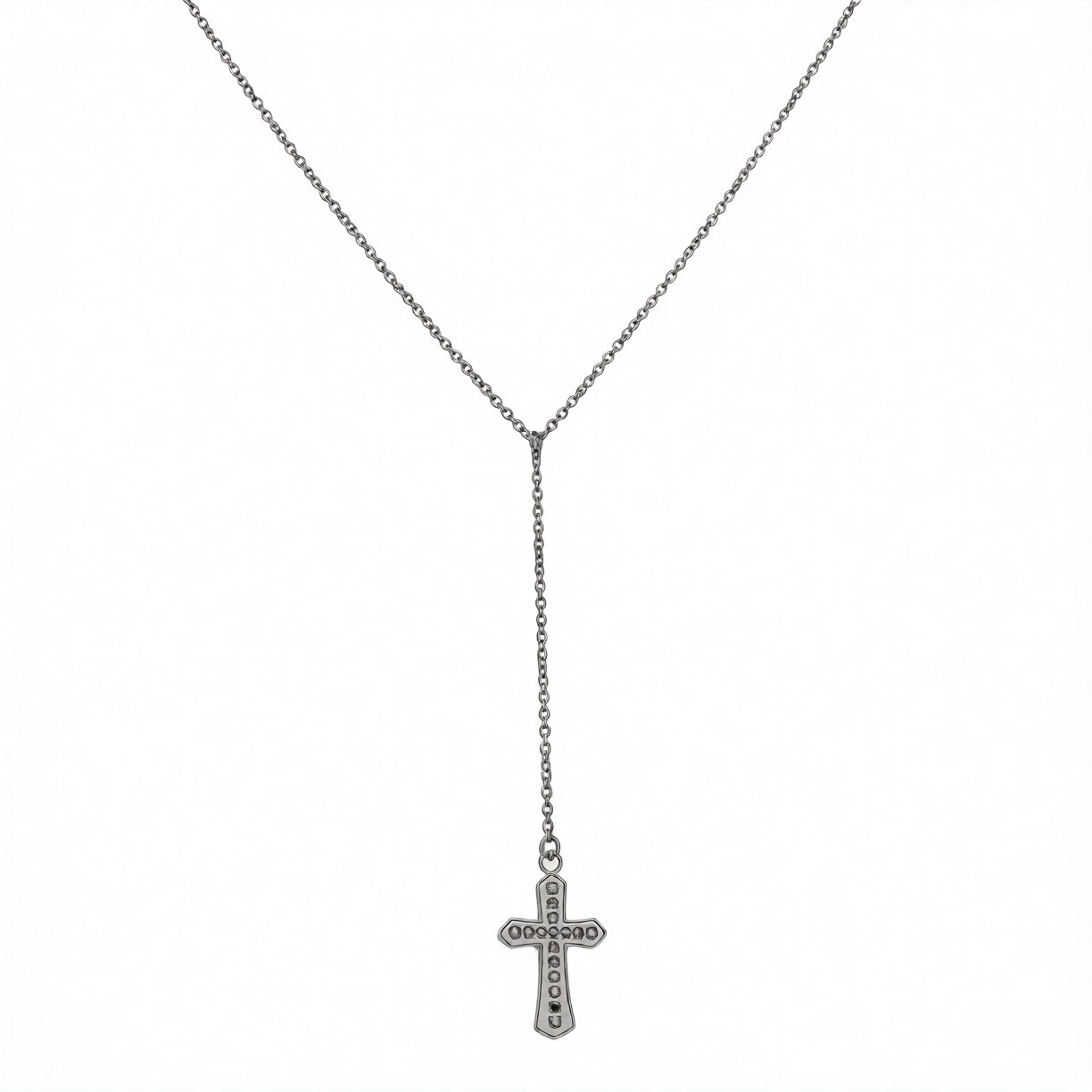 【送料無料】ペアネックレス ステンレス アクセサリー ロザリオ ペンダント クロス 十字架 ジルコニア Rosary ブラック ローズゴールド メンズ レディース