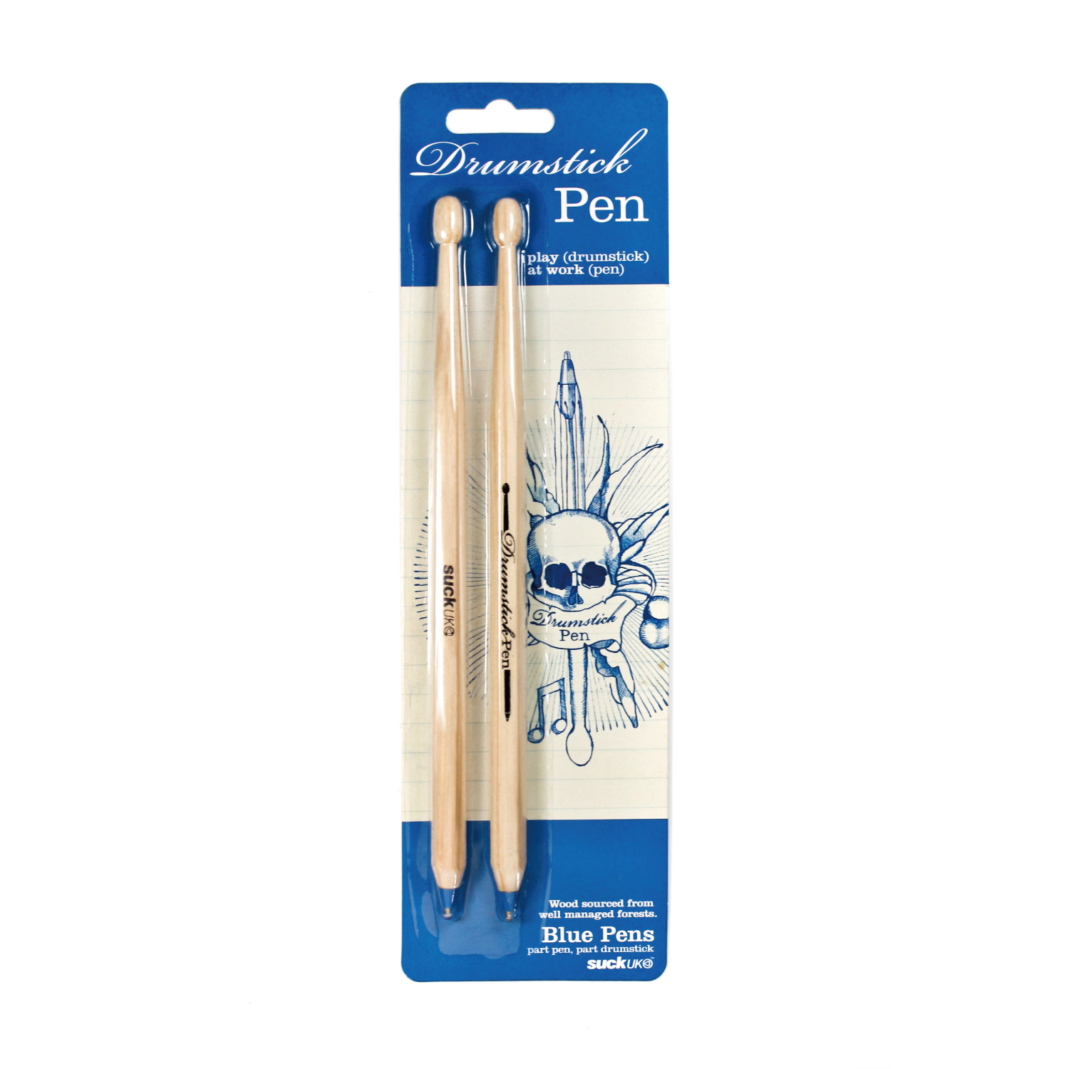 SUCK UK ドラムスティックペン（ドラムスティック型 ボールペン 2本入）「Drumstick pen」イギリス サックユーケー  ◇