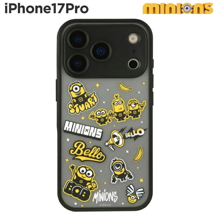 ミニオン iPhone17Pro ケース クリア 半透明 ミニオンズ ボブ ティム キャラクター グッズ スマホ カバー エアクッション ハイブリッド 耐衝撃 iPhone 2025 6.3inch ３眼 アイホン アイフォン マットクリア MINI-528A