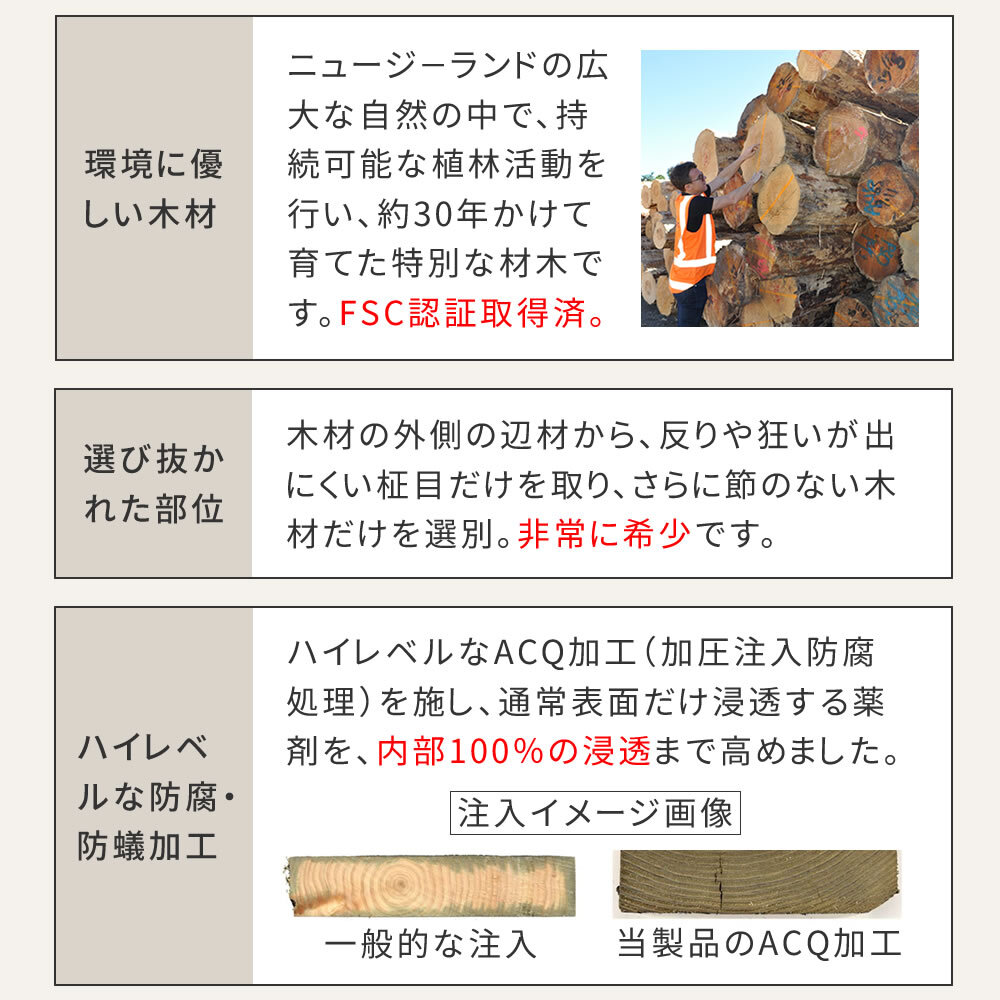 テーブル 日本製ニュージーランドパインピクニック 幅147 防腐加工 無塗装 新生活