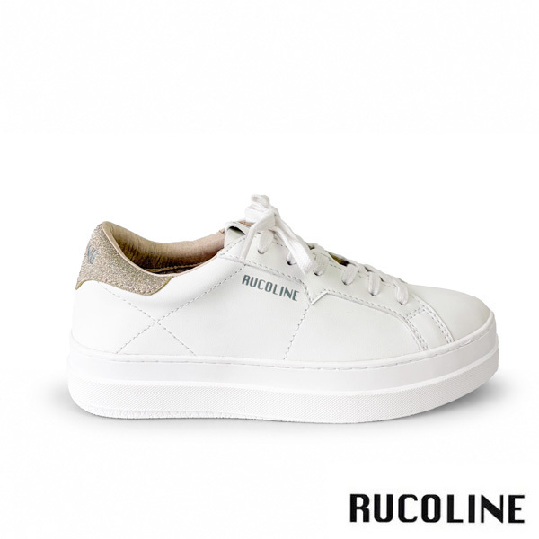 ルコライン スニーカー ルコライン 靴 RUCO LINE RUCO-002GO CALF PU LUX ホワイト 白 / かかと ゴールド 合皮 無地 ローカット ファスナー無し ルコライン レディース シューズ RUCO LINE ルコラインスニーカー フラットソール 新作 取扱店 京都 母の日