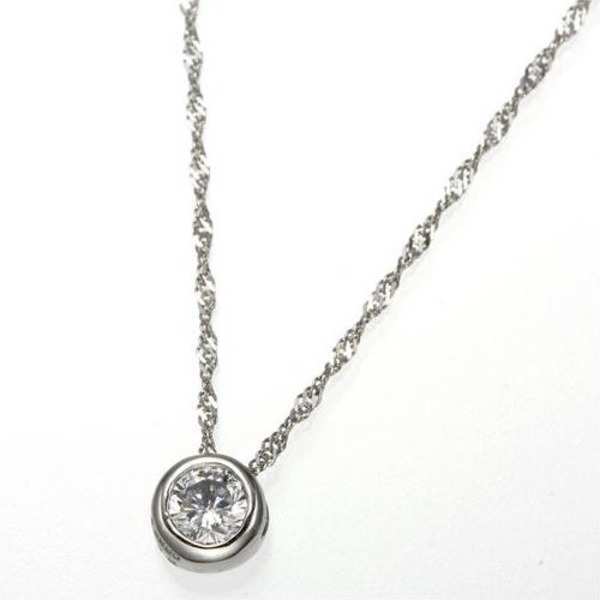 プラチナ Pt900 ダイヤモンド ペンダント ネックレス 0.1ct フクリン留め 一粒ダイヤ 鑑別カード付 シンプル アクセサリー レディース スキンジュエリー ギフト プレゼント
