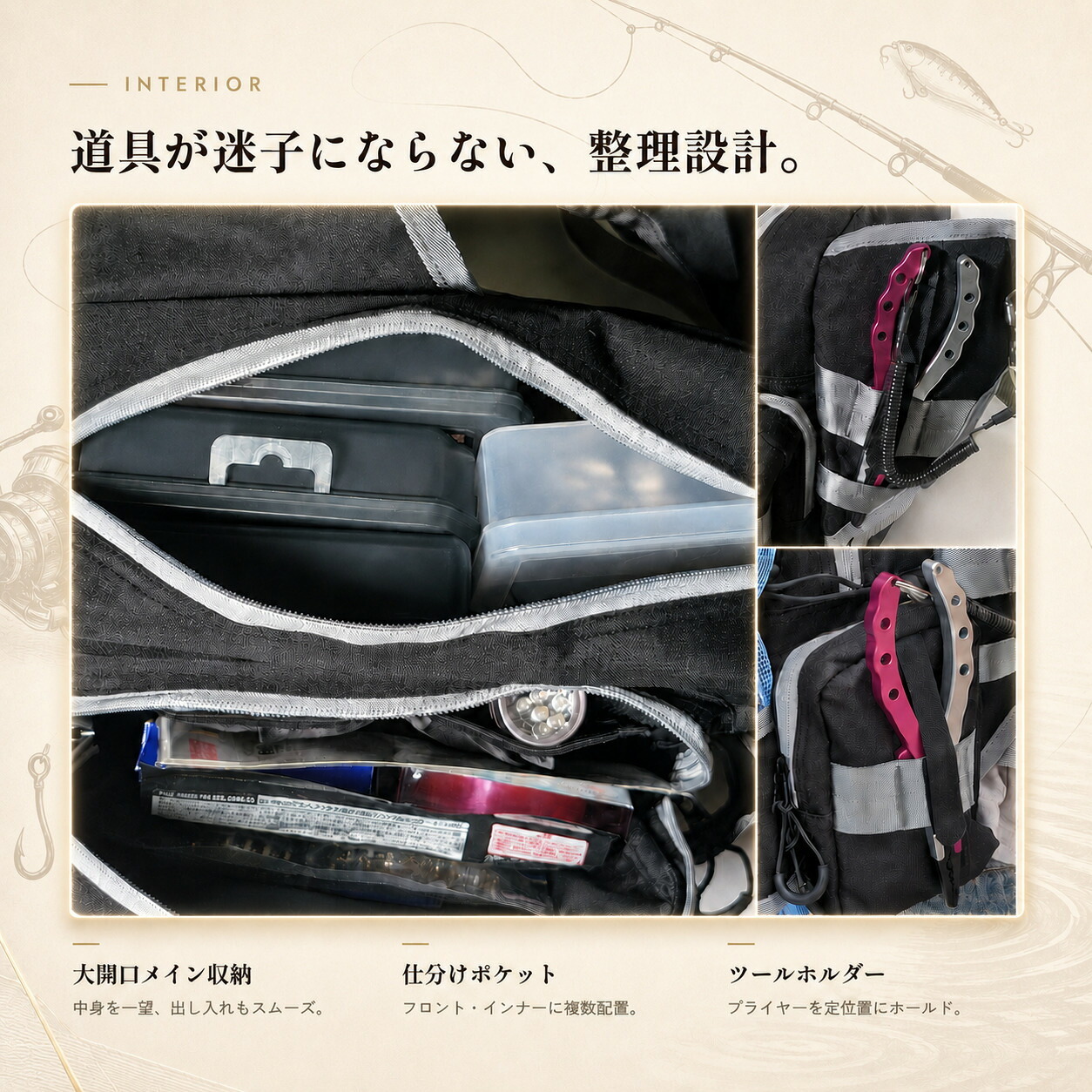 【ラッピング無料・レビュー投稿で保証120日】釣り用品 Gran Walker グランウォーカー ワンショルダー タックルバッグ 約6.5L ロッドホルダー ウエストベルト付き 釣り バッグ ギフト アウトドア用 キャンプ 