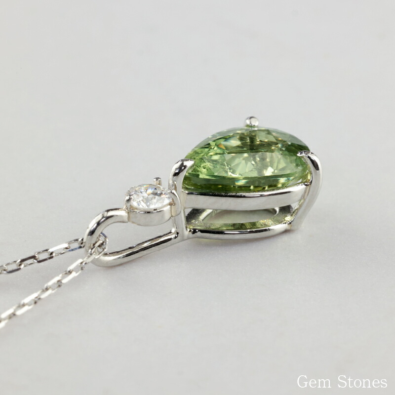  グリーンサファイア 　１．４５８ct 　ダイヤモンド　ネックレス 　ペンダント プラチナネックレス Pt900　ネックレス レディース 一粒ネックレス  誕生石 シンプル Drops