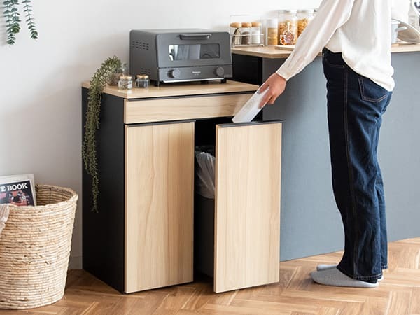 ゴミ箱 ダストボックス 木製 幅60cm 45Ｌ 45リットル 木目調 キャスター付き ごみ箱 分別 大容量 キッチンペール スリムデザイン シンプル モダン ブラウン木目 ホワイト木目 ナチュラル木目 北欧北欧 韓国 おしゃれ 人気