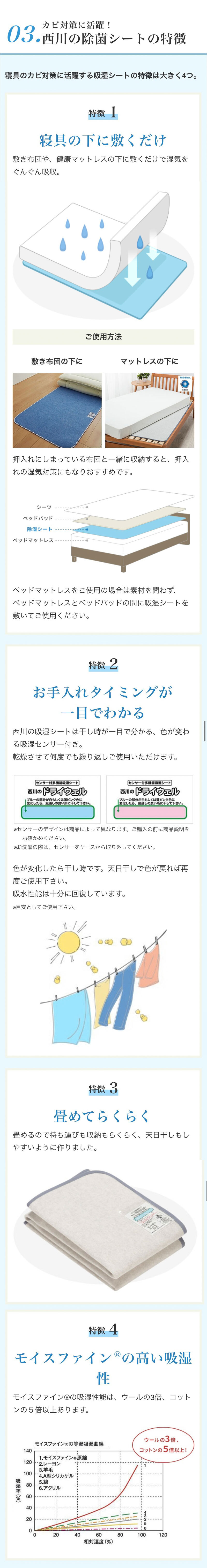除湿 除湿シート 湿気取り 西川 ドライウェル セミダブル 抗菌防臭 高吸湿 モイスファイン 防カビ からっと寝 られる マット 湿気とり 布団 パッド マットレス 布団下 無地 グレー シンプル 正規品 新生活