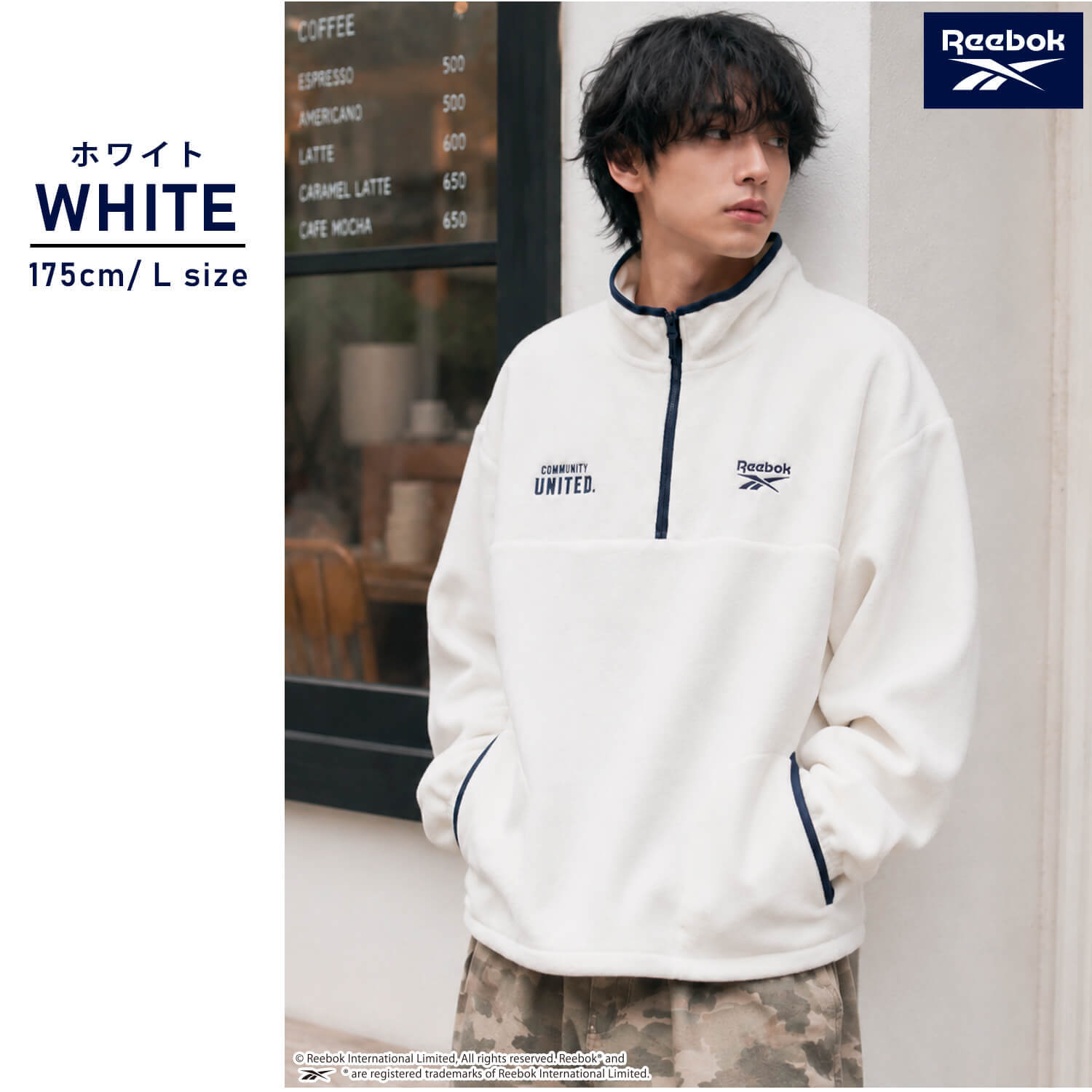 Reebok リーボック フリース プルオーバー レディース メンズ  トレーナー 長袖  裏起毛 ハーフジップ 軽量 ワンポイントロゴ 刺繍   ブランド ゆったり ユニセックス 春 秋 冬 M L LL 黒 白 紺 2026fw