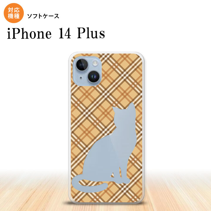 iPhone14 plsu iPhone14 plsu スマホケース 背面ケースソフトケース 猫 チェック A 茶 2022年 10月発売 nk-i14pl-tp955