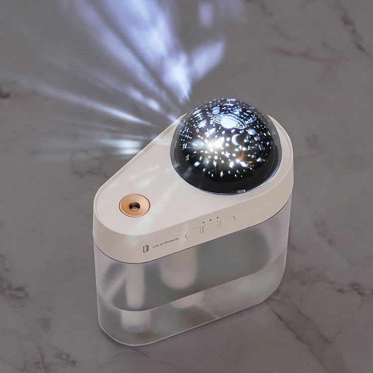 充電式プラネタリウム加湿器 超音波式加湿器 プラネタリウム 家庭用 小型 3色のLEDライトが選べる 連続運転と程よく潤う間欠運転の2つの噴霧モードを搭載  LCAHF020