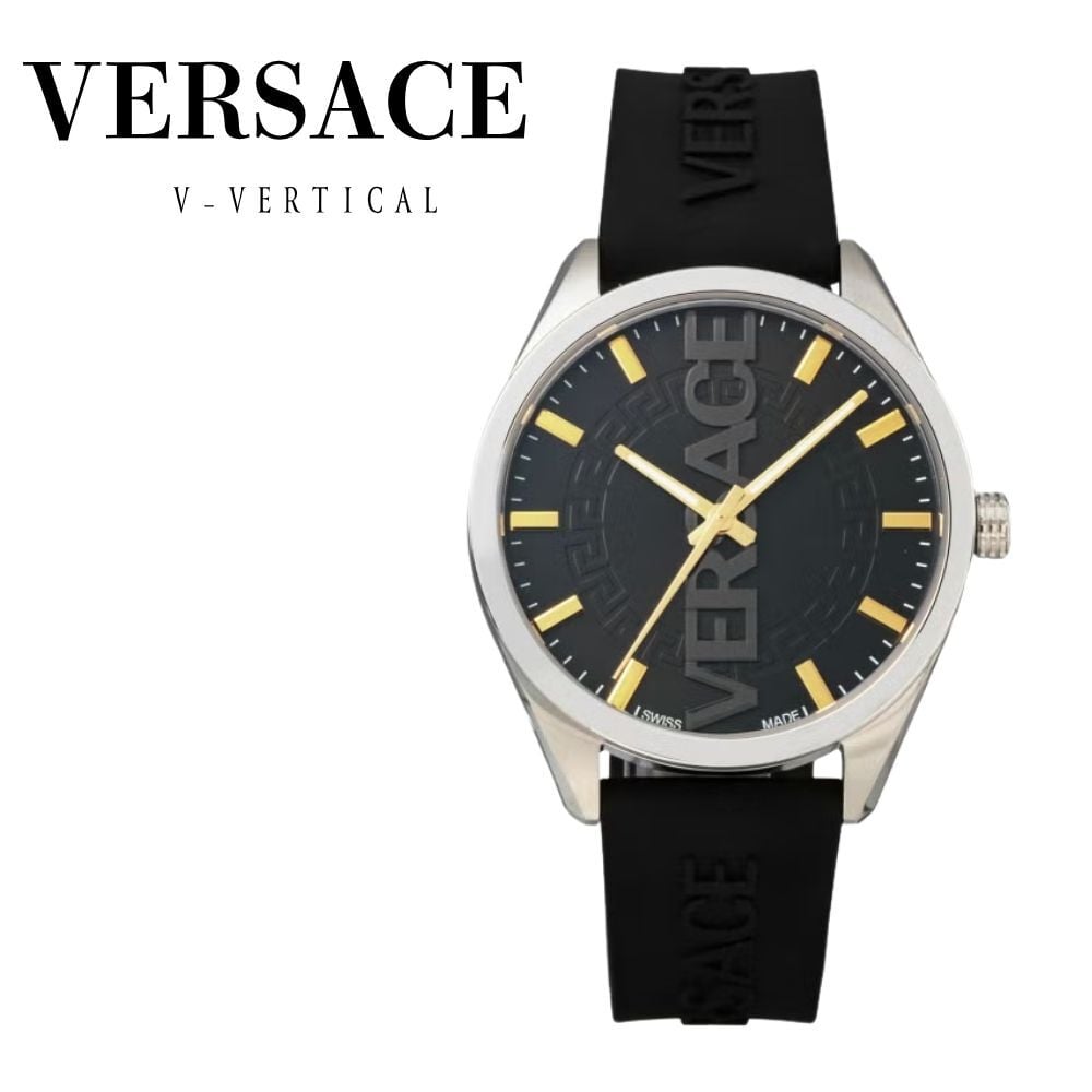 ヴェルサーチェ 腕時計 メンズ ブラック シルバー ゴールド 42mm VERSACE V-VERTICAL シリコンベルト スイス製 メンズ腕時計 軽量 ブランド おしゃれ プレゼント ギフト 卒業 入学 お祝い