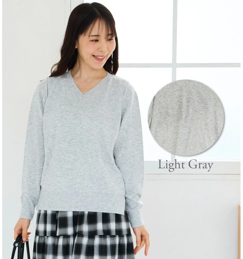 【送料無料】授乳服〈授乳/マタニティ〉Vネックニットトップス