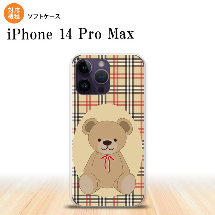 iPhone14 ProMax iPhone14 Pro Max スマホケース 背面ケースソフトケース くま チェック 茶 赤 2022年 9月発売 nk-i14pm-tp752