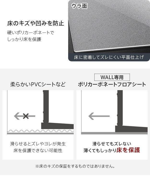 WALLインテリアテレビスタンドV2ハイタイプ専用 ポリカーボネートフロアシート テレビ台 テレビスタンド 部品 パーツ フローリング 床保護パネル 床 シート 傷防止 キズ防止 汚れ防止 保護 WALLオプション