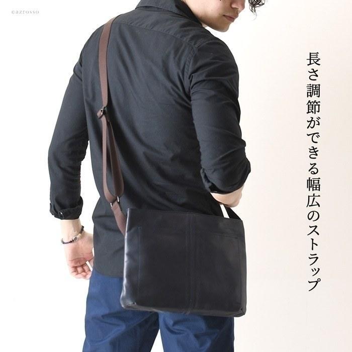 軽量 サコッシュ ショルダーバッグ 本革 レザー バッグ 日本製 コンパクト 薄マチ メンズ メンズ
