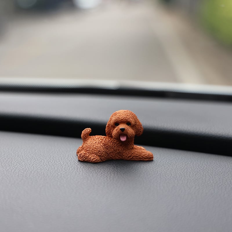 犬 置物 2個セット ミニチュア トイプードル テディ オブジェ 樹脂製 かわいい アニマル 車載 インテリア ダッシュボード 卓上 飾り 小型 デコレーション 雑貨 プレゼント