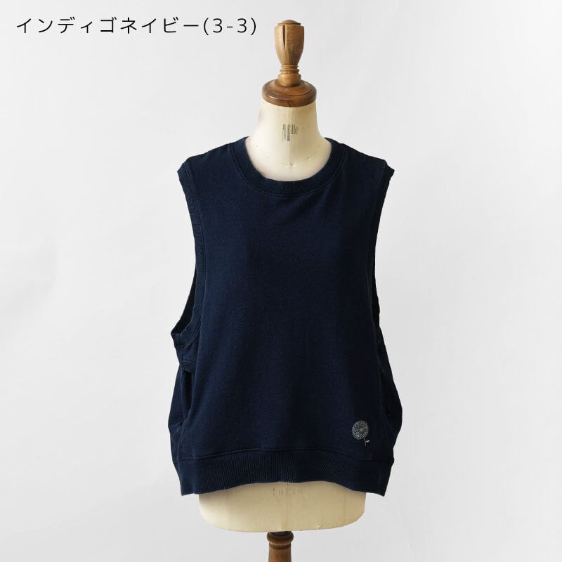 【BARNDOOR バーンドア】 コットン ミニ裏毛・バックスリット ベスト (1191145 1203013)レディース 春 夏 ゆったり 北欧 重ね着 レイヤード インディゴ ナチュラル 服 新作 シンプル おしゃれ コーディネート 人気 30代 40代 50代 60代 母の日 クリスマス ギフト プレゼント