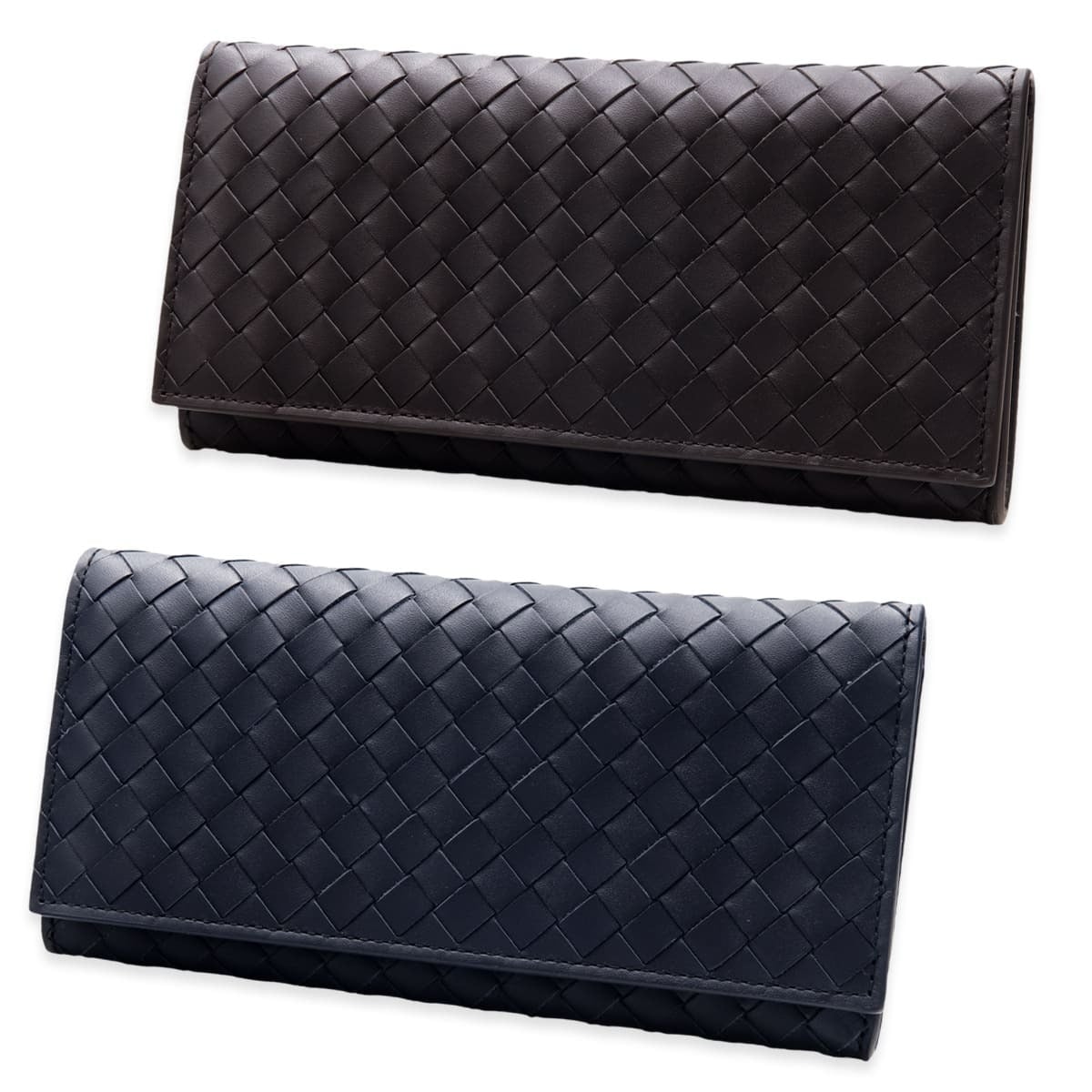 選べる2色 ボッテガヴェネタ 長財布 メンズ 長札入れ イントレチャート BOTTEGA VENETA 小銭入れなし カード入れ9枚 本革 エスプレッソ ダークブラウン スペース ネイビー 保存箱付き 120697 V47W1