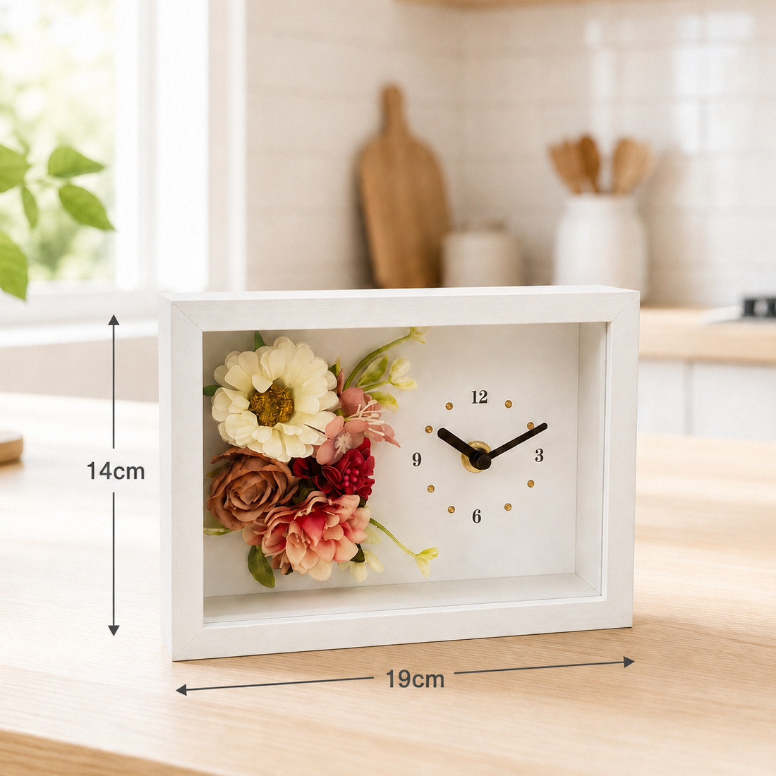 ◆花時計 【BOX FLOWER  花ごよみ 】(ピンク）置時計 ハンドメイド