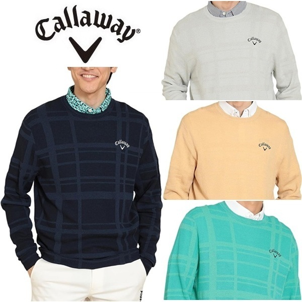 キャロウェイ ゴルフ メンズ セーター チェック柄 クルーネックニット Callaway Golf  C24118100 春夏モデル お誕生日祝い お祝い 記念品 30代 40代 50代 60代 母の日 お母さん 還暦祝い 敬老の日 彼女 人気プレゼント プレゼント