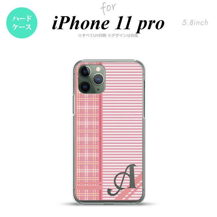 iPhone11Pro iPhone11 Pro スマホケース ハードケース チェック ボーダー 赤 +アルファベット メンズ レディース nk-i11p-1606i